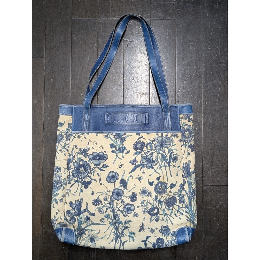 GUCCI Flora Flower floral tote bag shoulder blue
